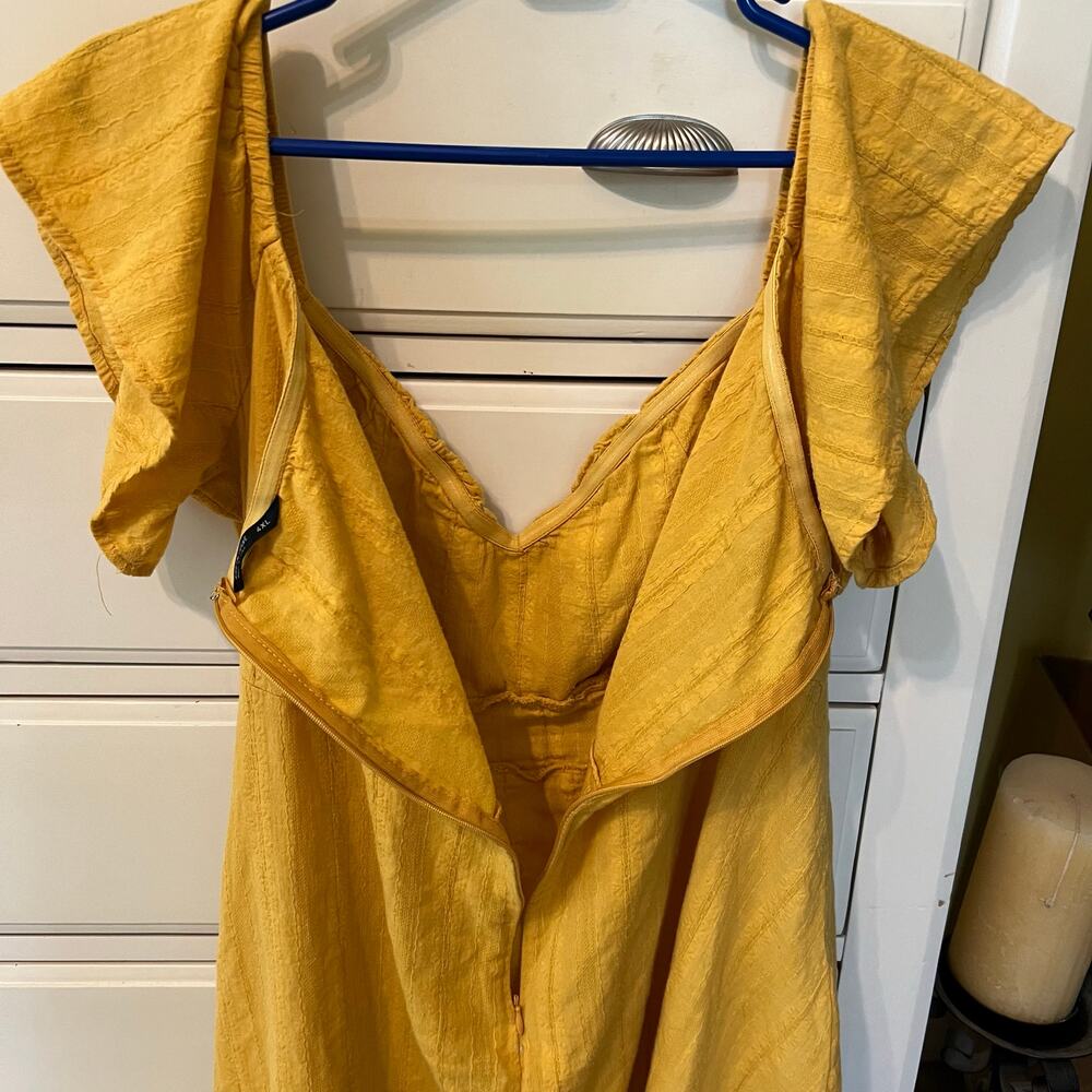 Shein Curve Size 4XL Off the Shoulder Yellow Gold Dress Vacation Wedding guest - Picture 6 of 9